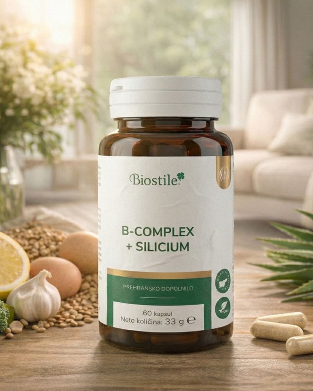 B-complex + Silicium, 60 kapsul